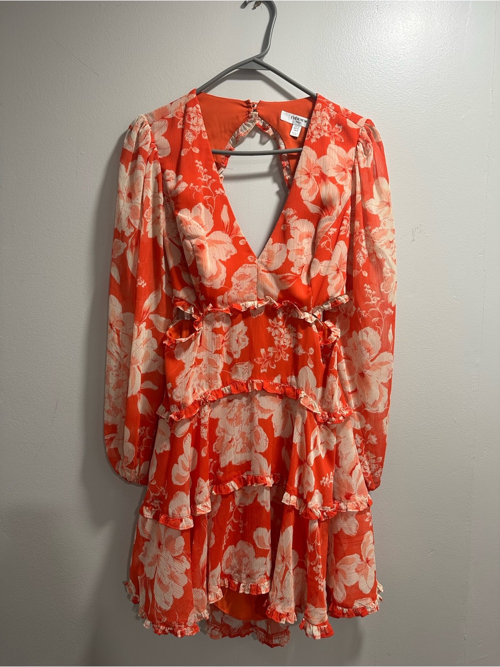 Ever New Coral Floral Tiered Ruffle Mini Dress